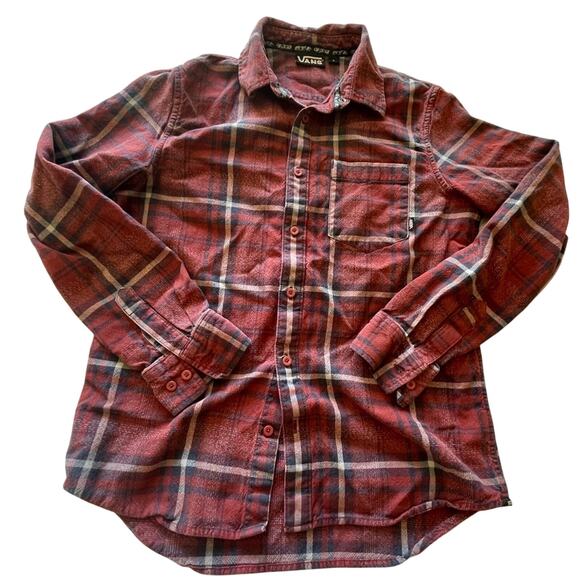 Vans Off The Wall Women’s Red Button Up Flannel Skater Punk Shirt Small Punk - Picture 1 of 7